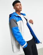 Asos Design Zip Through Windbreaker With Cut And Sew Detail-blues