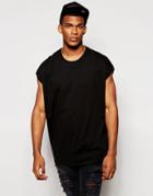 Asos Super Oversized Sleeveless T-shirt In Black - Black