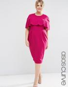 Asos Curve Wiggle Dress With Frill Sleeve - Plum