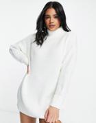 Threadbare Carolina Roll Neck Sweater Dress In White