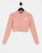 The North Face 1/4 Zip Cropped Long Sleeve T-shirt In Pink