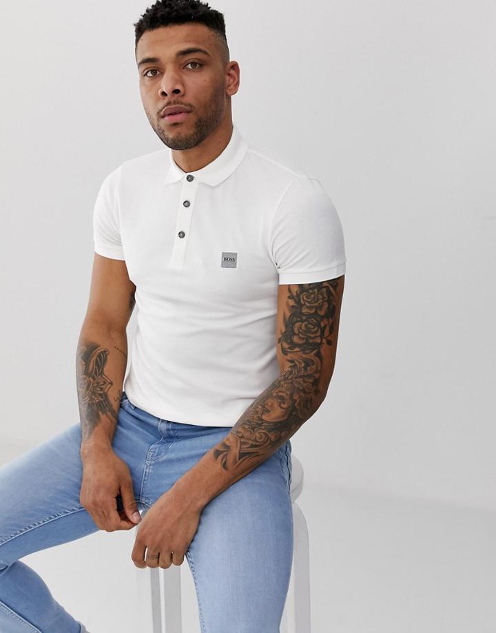 Boss Passenger Slim Fit Logo Polo In White