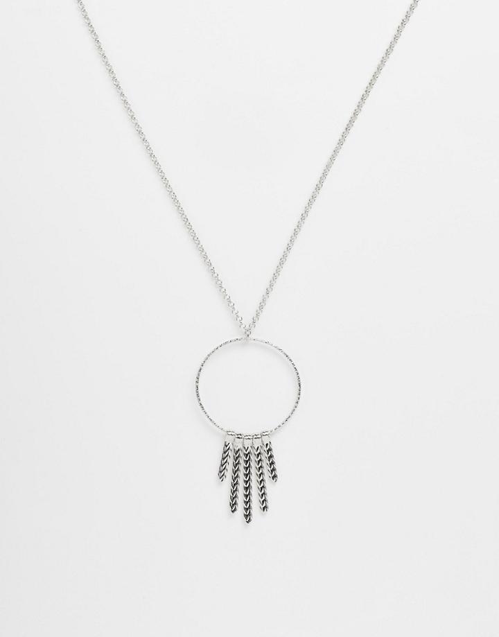 Asos Open Circle Pendant Necklace - Silver