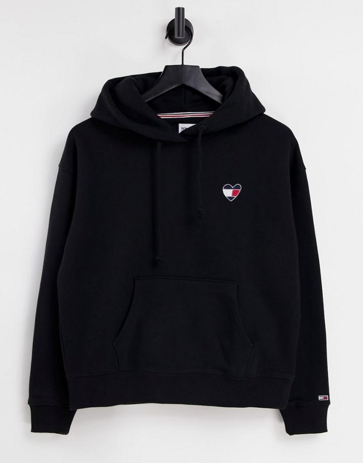 Tommy Jeans Boxy Hoodie In Black