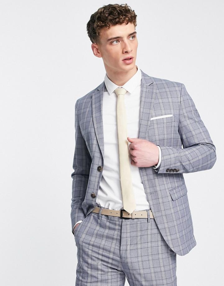 Selected Homme Slim Fit Suit Jacket In Blue Check