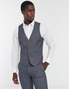 Farah Gray Check Slim Fit Suit Vest-grey