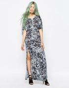 Religion Printed Maxi Dress - Silver