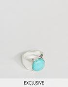 Designb London Turquoise Stone Ring In Silver - Silver