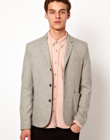 Asos Slim Fit Blazer In Gray Wool Mix
