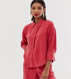Mango Button Front Shirt In Red - Red
