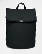 Asos Backpack In Scuba With Fold Over - Black