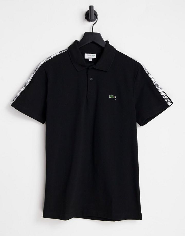 Lacoste Polo Shirt With Sleeve Taping In Black