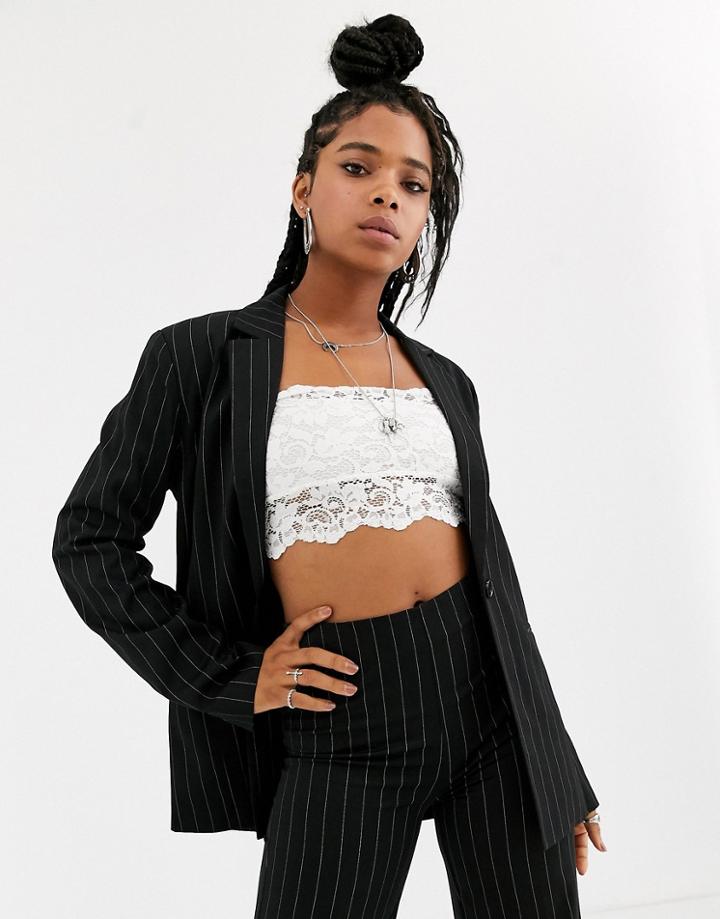 Emory Park Oversized Pinstripe Blazer Two-piece-black