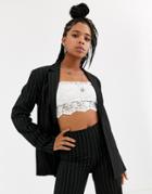 Emory Park Oversized Pinstripe Blazer Two-piece-black