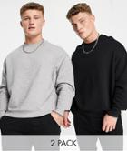 Asos Design Oversized Sweatshirt 2 Pack Black/gray Heather - Multi