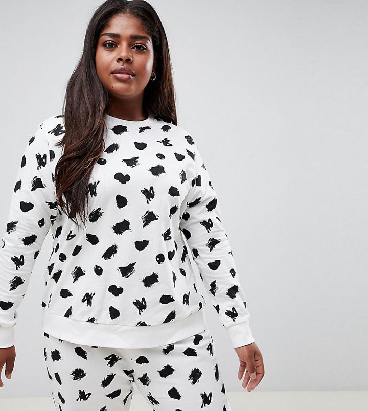 Asos Design Curve Lounge Smudge Sweat - Cream
