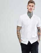 Asos Design Regular Fit Viscose Shirt With Revere Collar In White - White