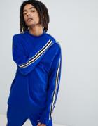 Asos Design Oversized Sweatshirt In Blue With Side Stripe - Blue
