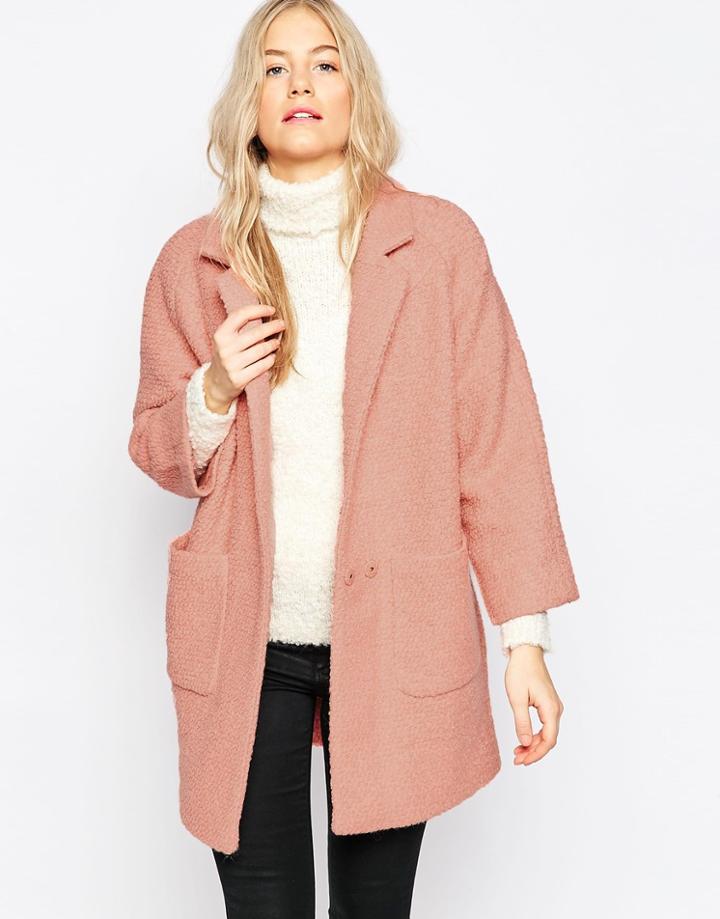 Ganni Woollen Double Pocket Coat - Rose Dawn