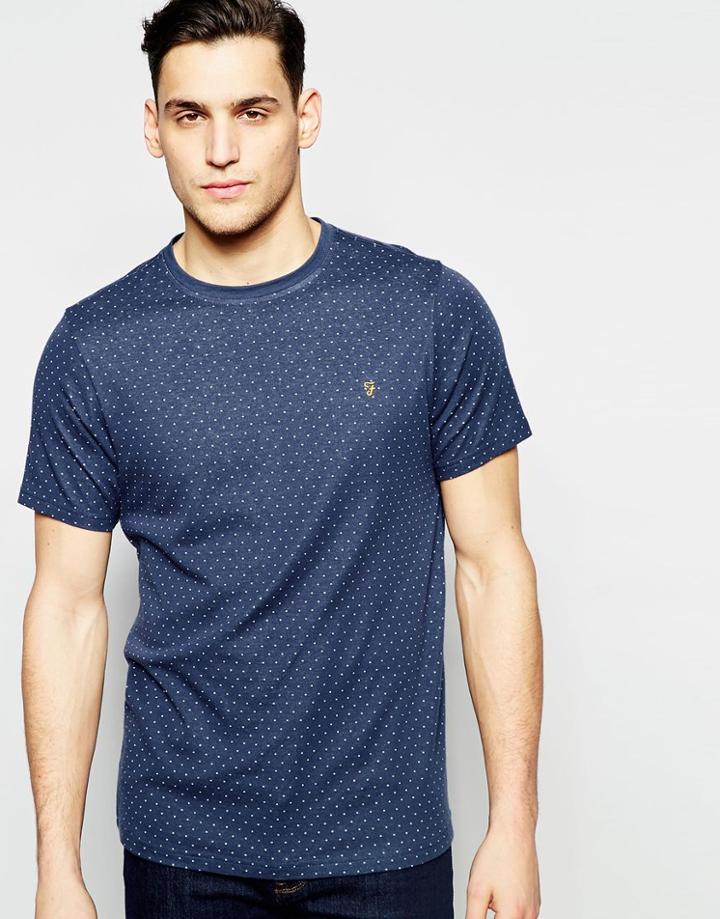 Farah T-shirt With Dobby Dot Slim Fit - Navy