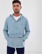 Polo Ralph Lauren Chambray Overhead Hooded Jacket In Light Wash-blue