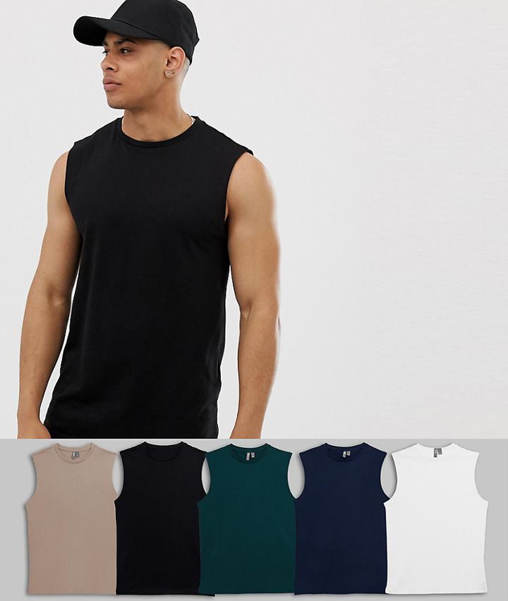 Asos Design 5 Pack Organic Tank Tank Save-multi