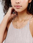 Asos Multirow Fine Charm Layered Necklace - Gold