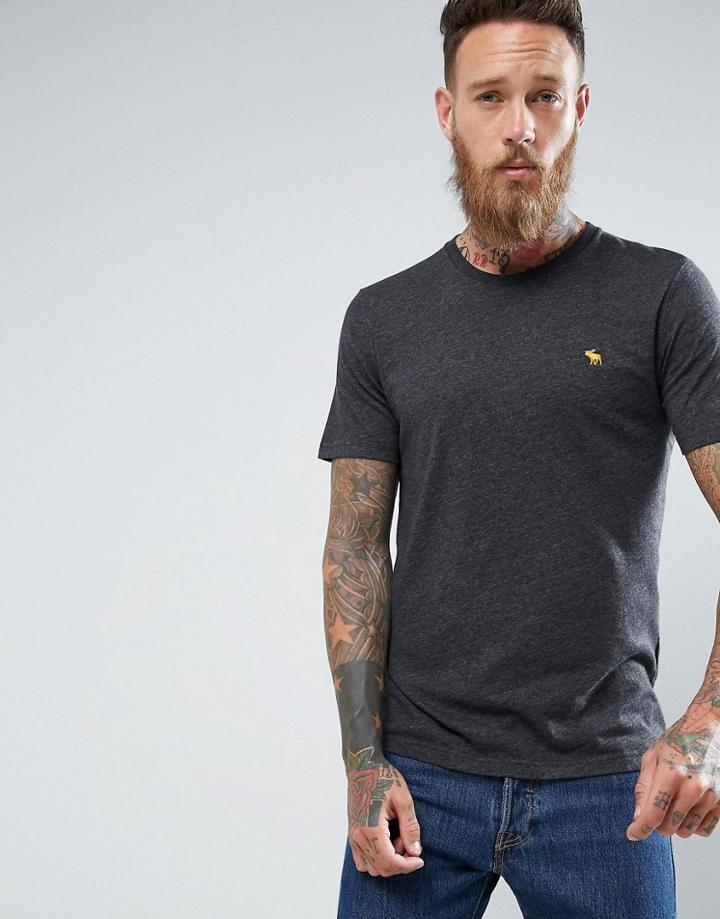 Abercrombie & Fitch Slim Fit T-shirt Pop Icon Crew Neck In Dark Gray - Gray
