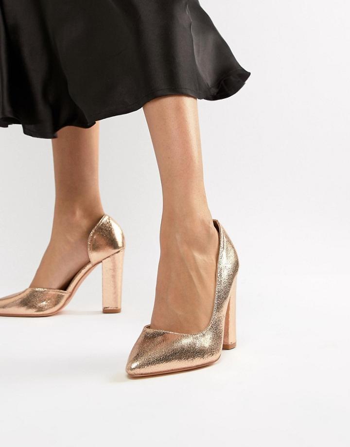 Glamorous Rose Gold Block Heeled Shoes