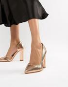 Glamorous Rose Gold Block Heeled Shoes