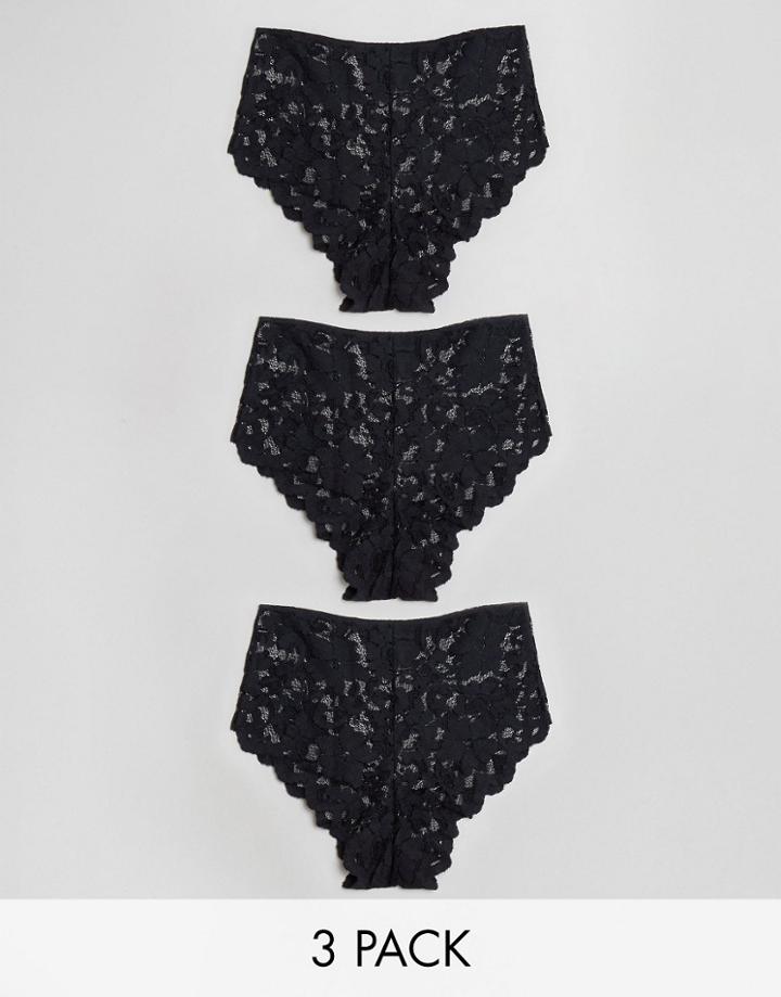 Asos 3 Pack Lace High Waist Pants - Black