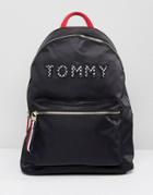 Tommy Hilfiger Logo Backpack With Checkerboard Straps - Navy