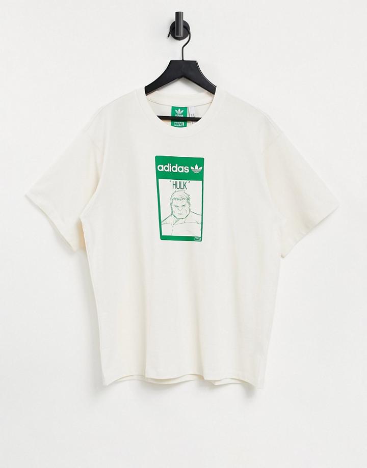 Adidas Originals X Disney T-shirt With Incredible Hulk Print In Off White