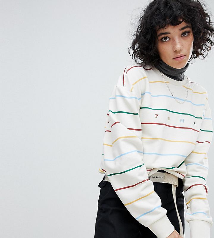 Puma Exclusive To Asos Long Sleeve Striped Dream Sweatshirt In White - White