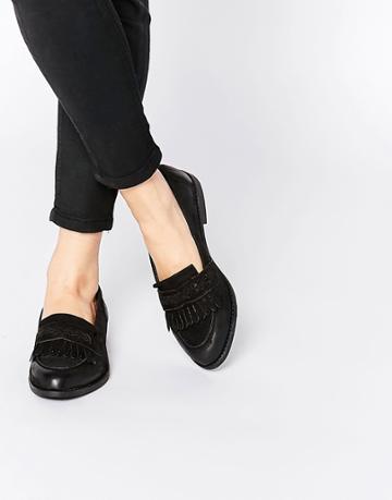 New Look Wide Fit Fringed Loafer - Black