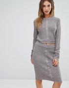 Bellfield Orta Rib And Cable Mix Knit Sweater Top - Gray