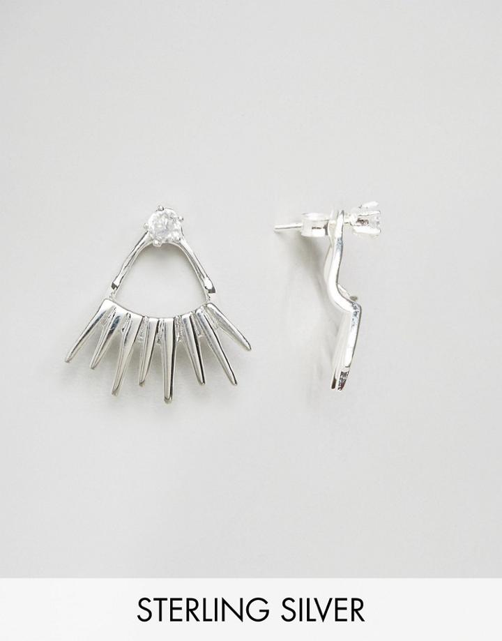 Asos Sterling Silver Crystal Spike Swing Earrings - Silver