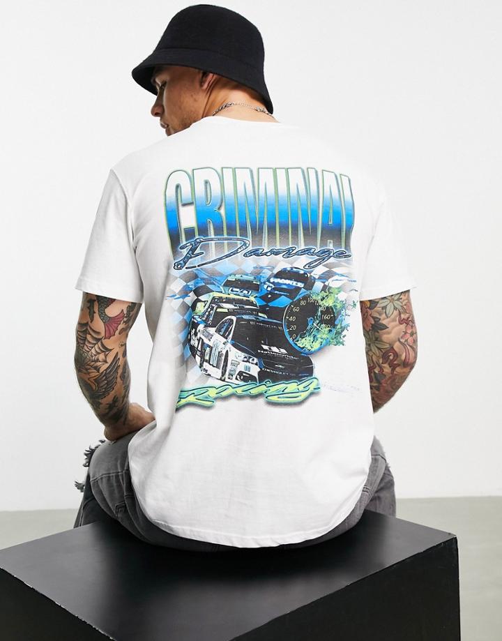 Criminal Damage Racer T-shirt In White