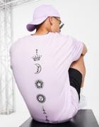 Only & Sons Oversized T-shirt With Palmistry Back Print In Lilac-purple