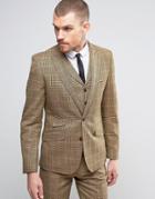 Gianni Feraud Brown Checked Slim Fit Suit Jacket - Brown