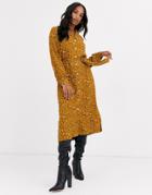 Y.a.s Floral Midi Shirt Dress-brown