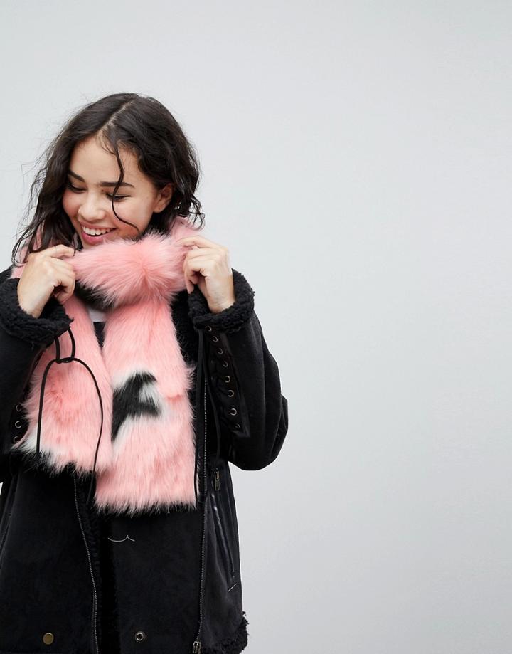 Skinnydip Pink Faux Fur Oversized Star Scarf - Pink