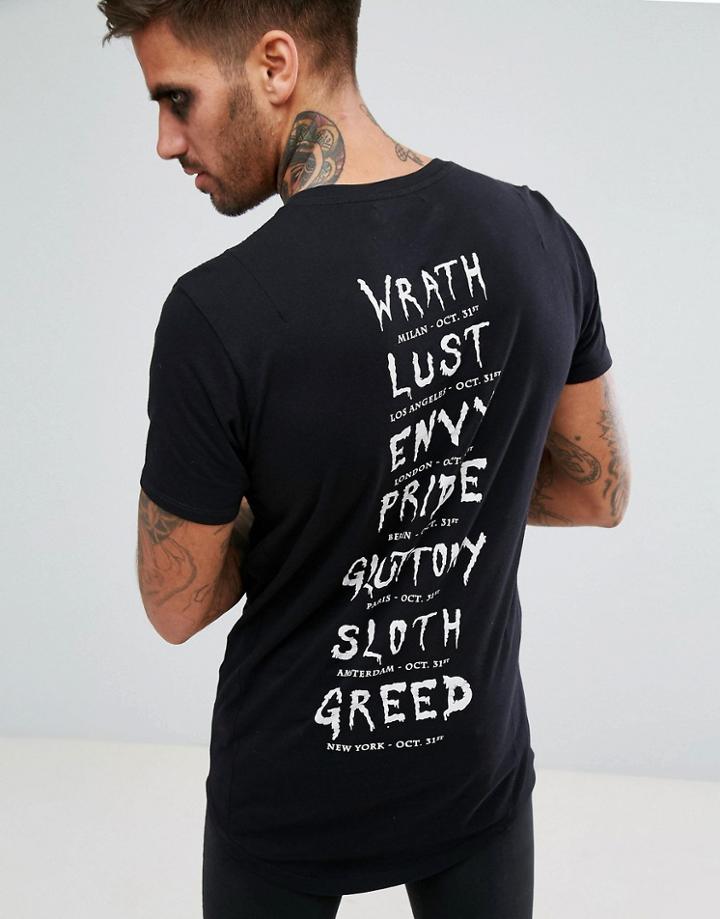 Religion Halloween T-shirt With Tour Print - Black