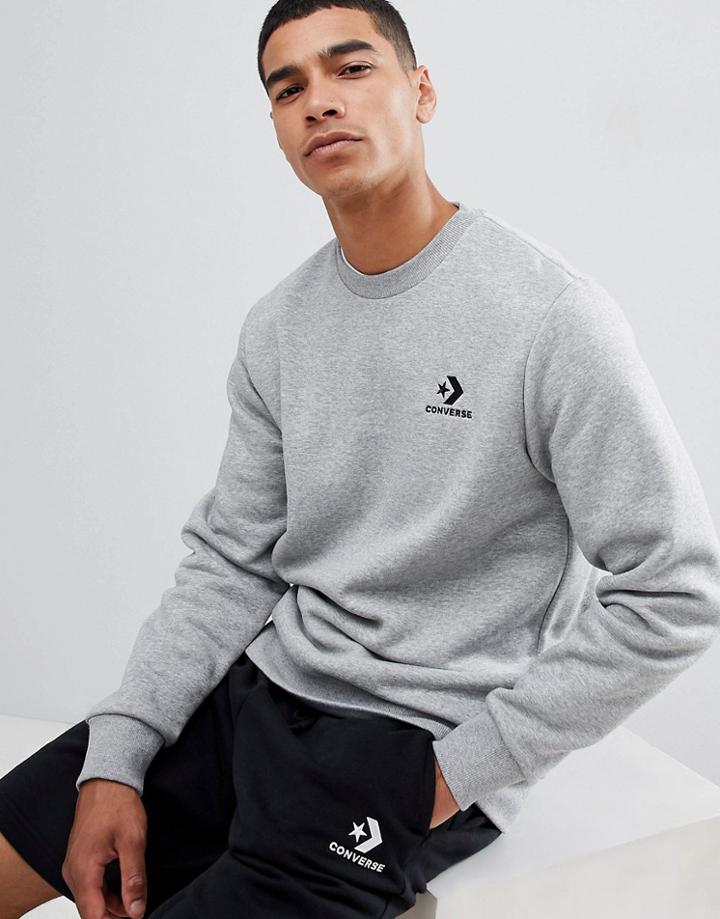Converse Star Chevron Crew Neck Sweat In Gray