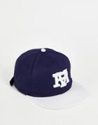 River Island College Flatpeak Cap In Blue