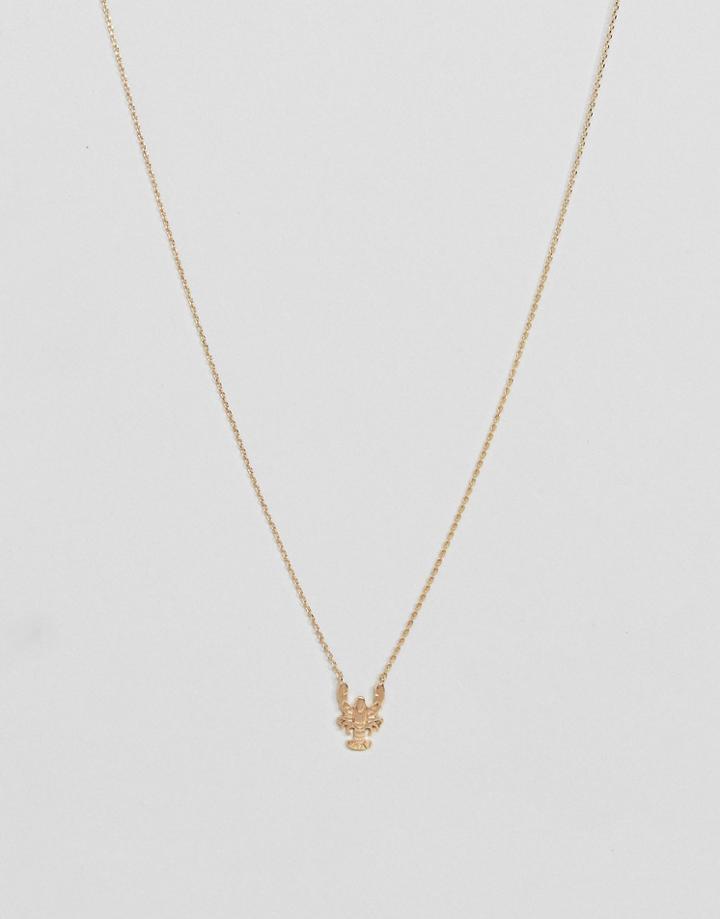 Nylon Lobster Pendant Necklace - Gold