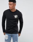 Versace Jeans Long Sleeve T-shirt In Black With Chest Logo - Black
