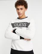 Guess Knit Sweater With Chest Logo-white