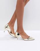 Aldo Adylia Kitten Heel Pointed Shoe In Gold - Gold