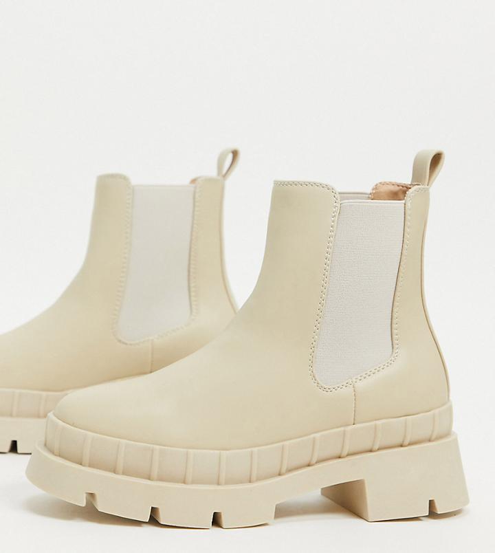 Raid Wide Fit Turner Chunky Chelsea Boot In Stone Drench-neutral